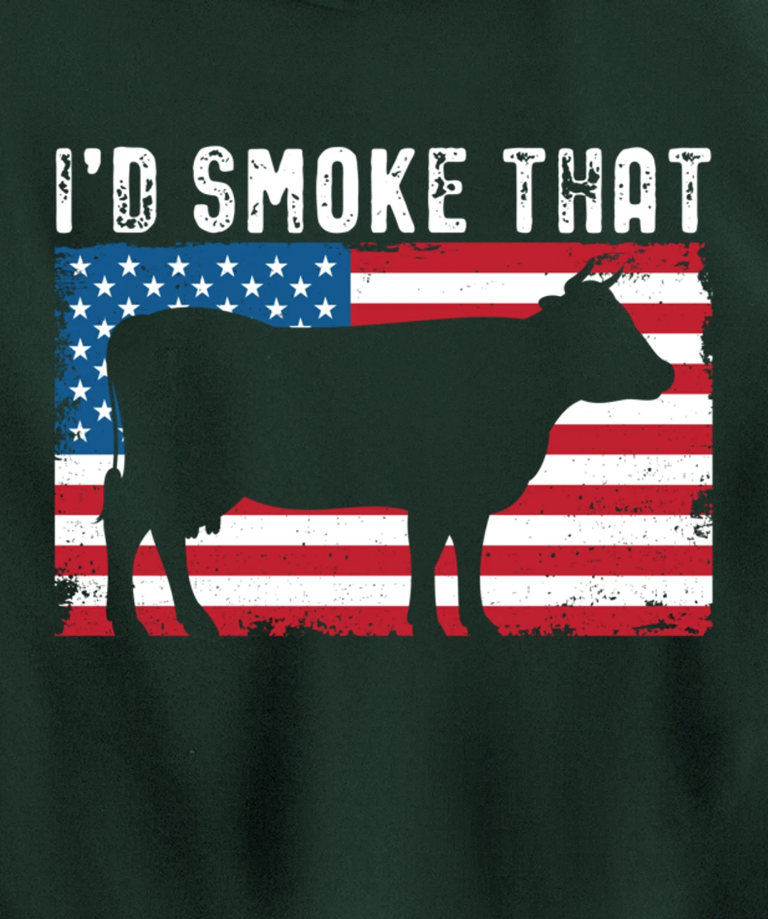 Patriotic Barbecue Cow Graphic American flag Meat Smoking Pullover Hoodie