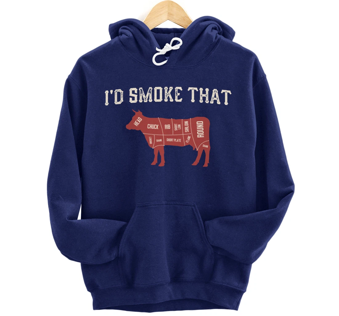 Funny Barbecue Lover Cow Graphic Women Men Meat Smoking BBQ Pullover Hoodie
