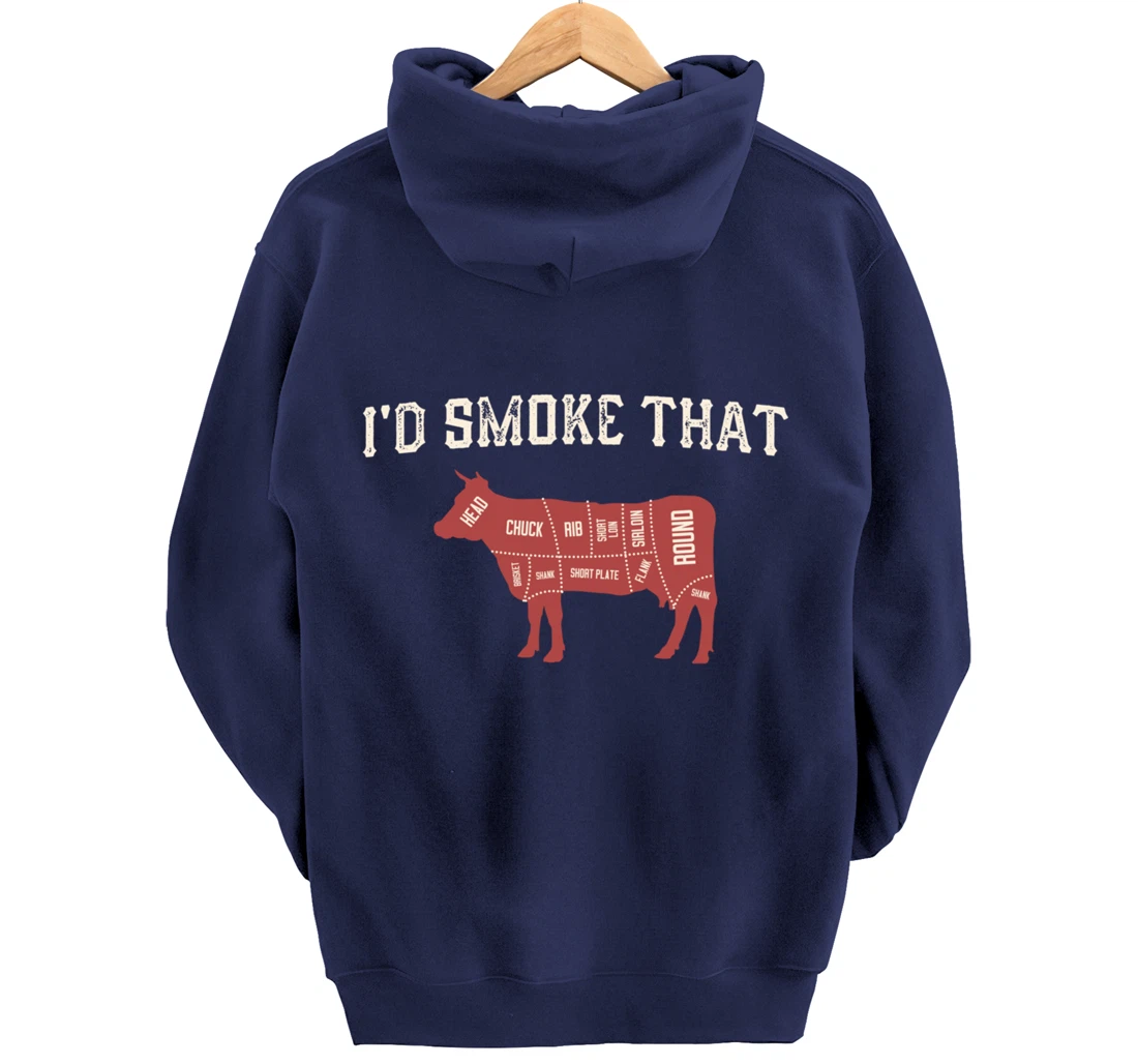Funny Barbecue Lover Cow Graphic Women Men Meat Smoking BBQ Pullover Hoodie