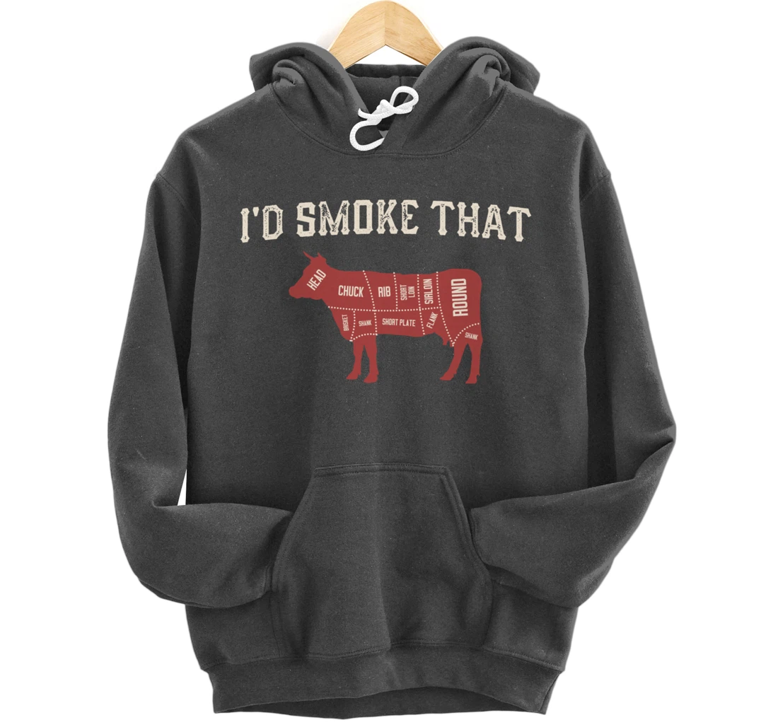 Funny Barbecue Lover Cow Graphic Women Men Meat Smoking BBQ Pullover Hoodie