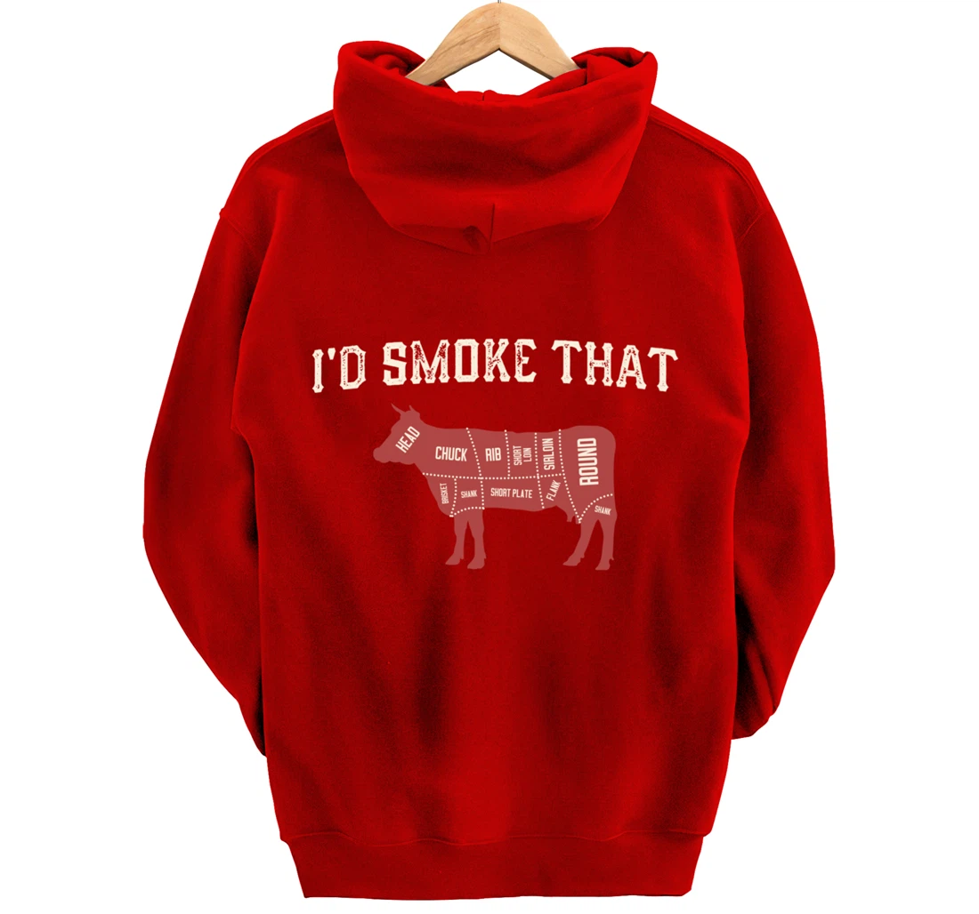 Funny Barbecue Lover Cow Graphic Women Men Meat Smoking BBQ Pullover Hoodie