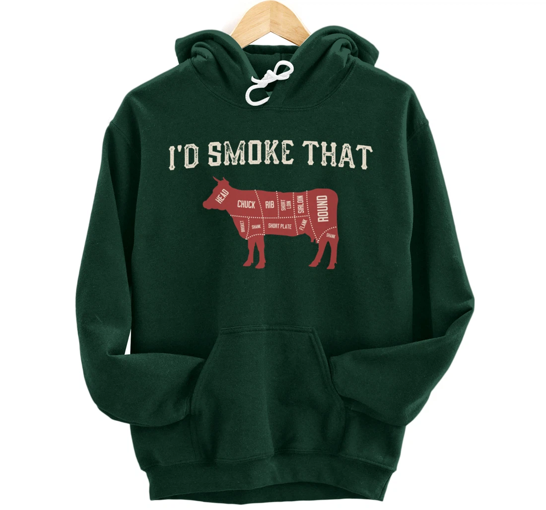 Funny Barbecue Lover Cow Graphic Women Men Meat Smoking BBQ Pullover Hoodie
