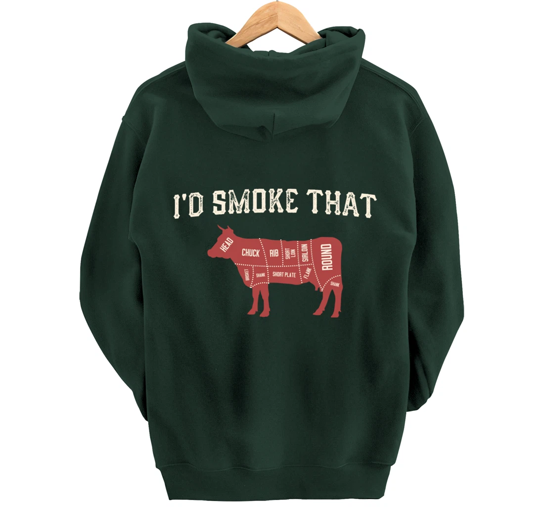 Funny Barbecue Lover Cow Graphic Women Men Meat Smoking BBQ Pullover Hoodie
