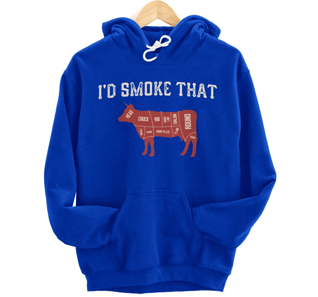 Funny Barbecue Lover Cow Graphic Women Men Meat Smoking BBQ Pullover Hoodie