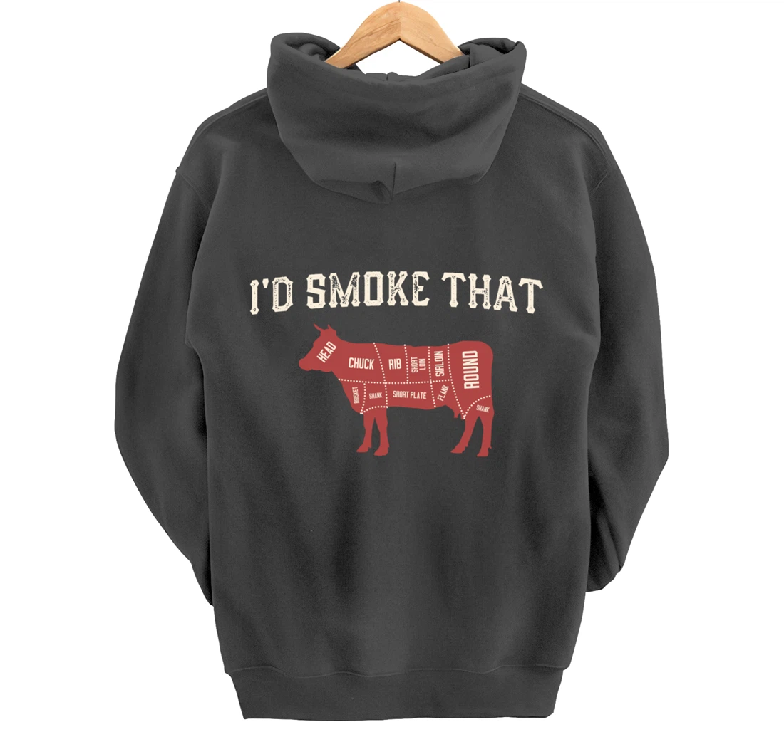 Funny Barbecue Lover Cow Graphic Women Men Meat Smoking BBQ Pullover Hoodie