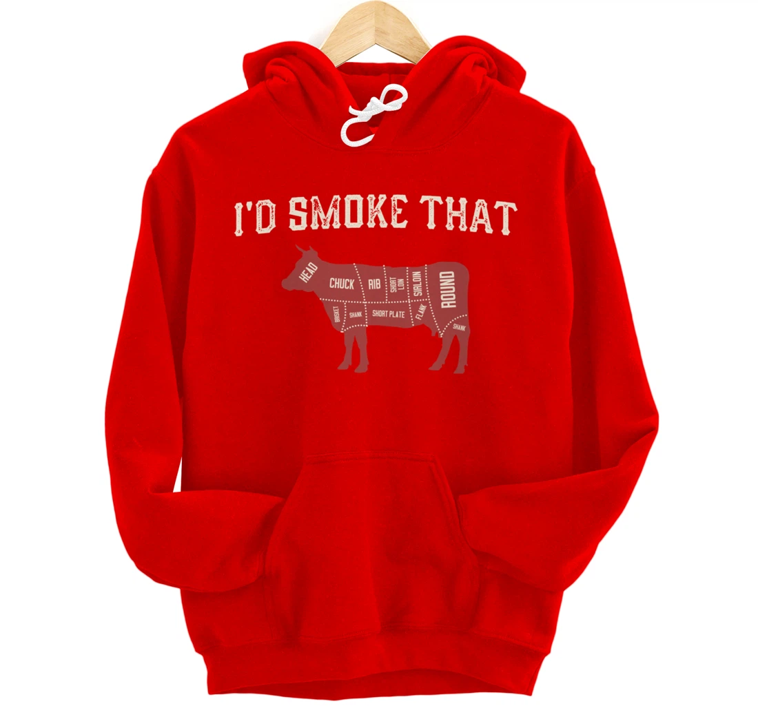 Funny Barbecue Lover Cow Graphic Women Men Meat Smoking BBQ Pullover Hoodie
