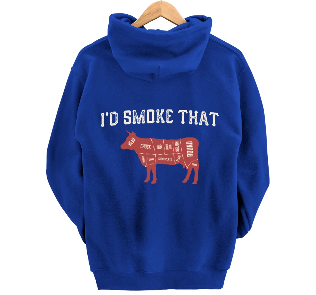 Funny Barbecue Lover Cow Graphic Women Men Meat Smoking BBQ Pullover Hoodie