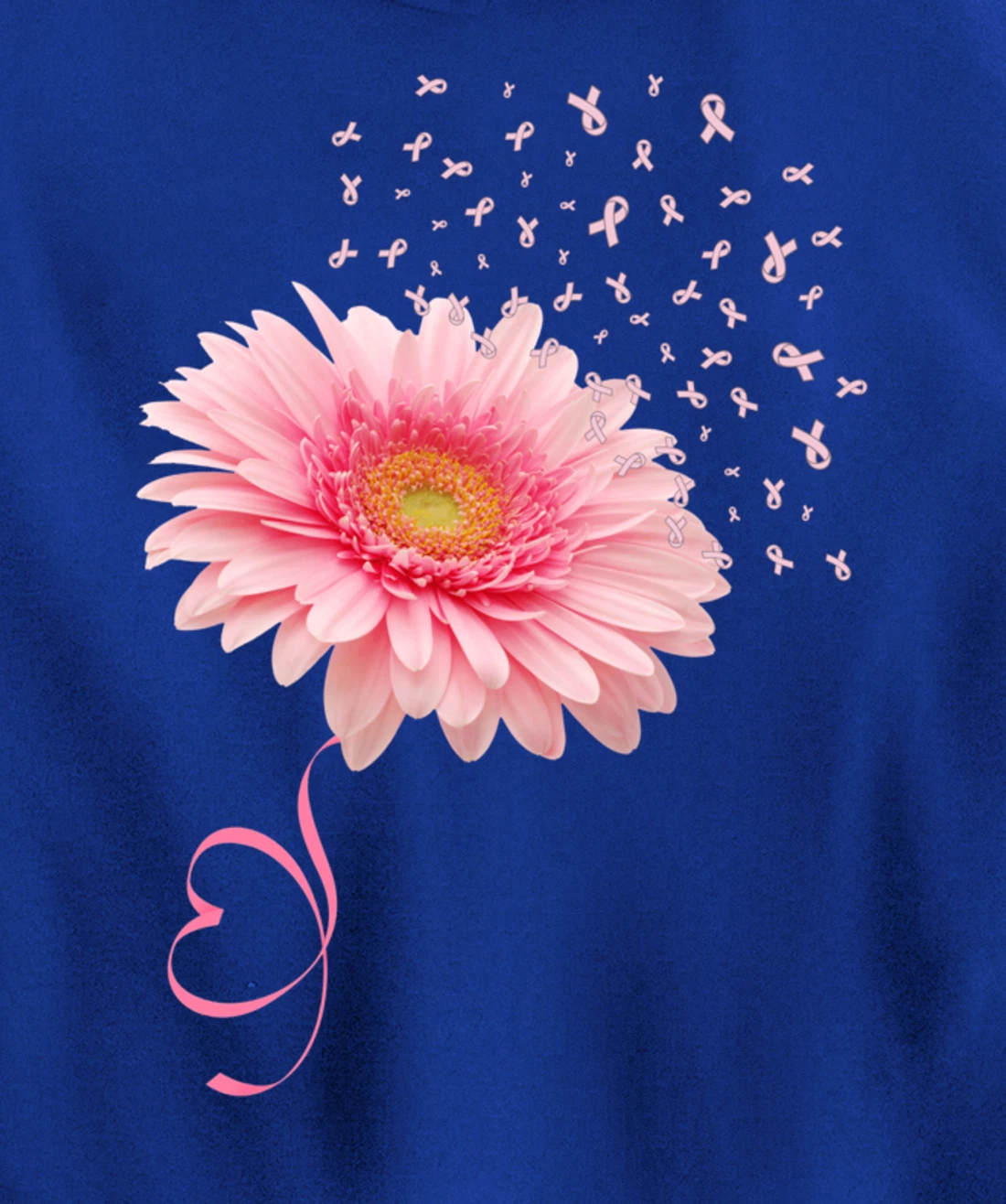 Pink Gerbera Daisy Flower Ribbon Pollen Breast Cancer Month Pullover Hoodie