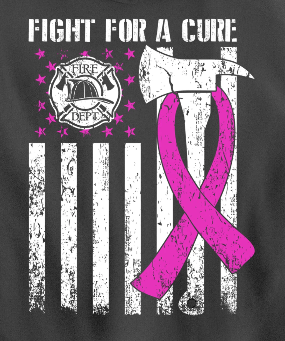Fight For A Cure US Flag Firefighter Breast Cancer 2021 Pullover Hoodie