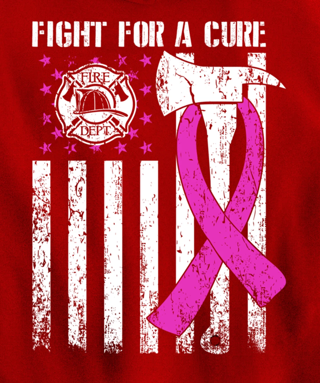 Fight For A Cure US Flag Firefighter Breast Cancer 2021 Pullover Hoodie