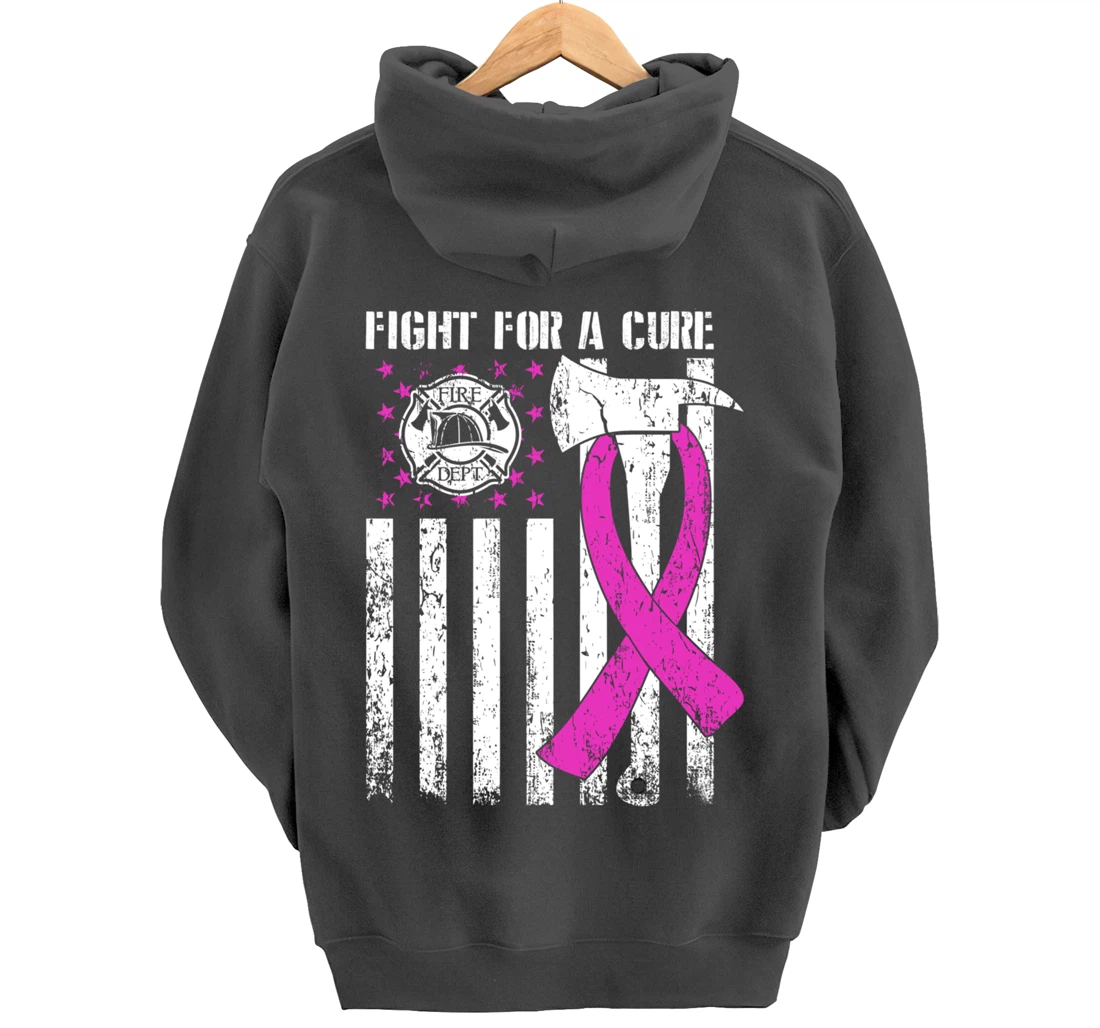 Fight For A Cure US Flag Firefighter Breast Cancer 2021 Pullover Hoodie