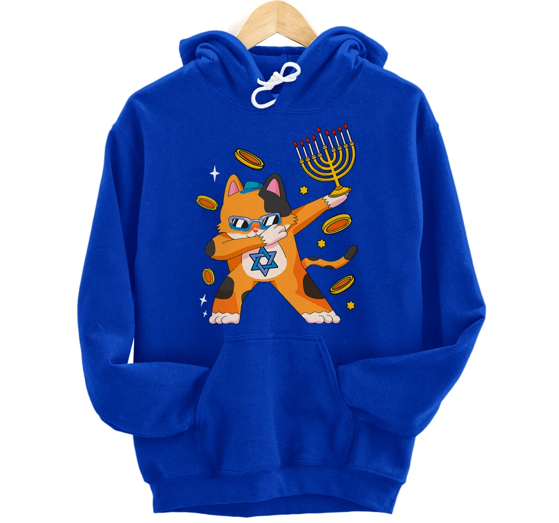 Funny Hanukkah Dabbing Cat Chrismukkah Xmas Pajamas Sweater Pullover Hoodie