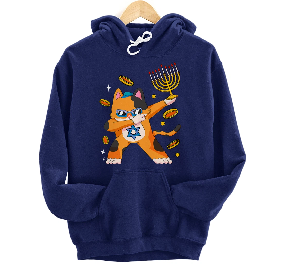 Funny Hanukkah Dabbing Cat Chrismukkah Xmas Pajamas Sweater Pullover Hoodie