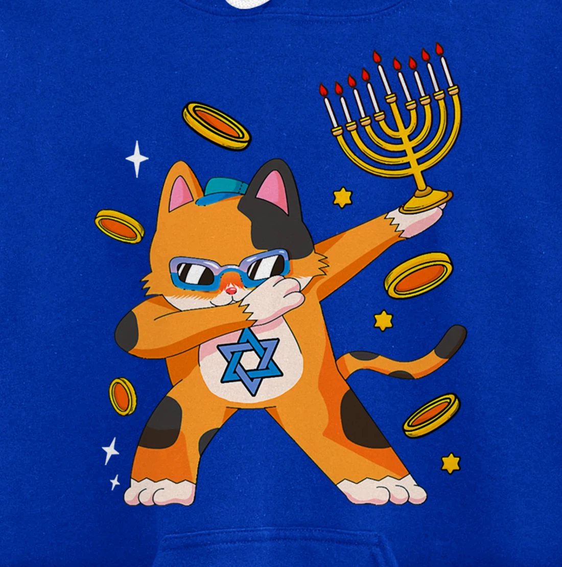 Funny Hanukkah Dabbing Cat Chrismukkah Xmas Pajamas Sweater Pullover Hoodie