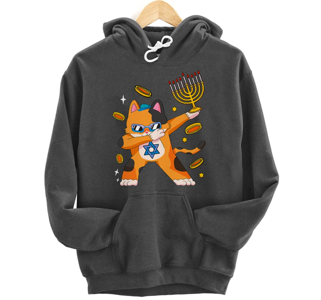 Funny Hanukkah Dabbing Cat Chrismukkah Xmas Pajamas Sweater Pullover Hoodie
