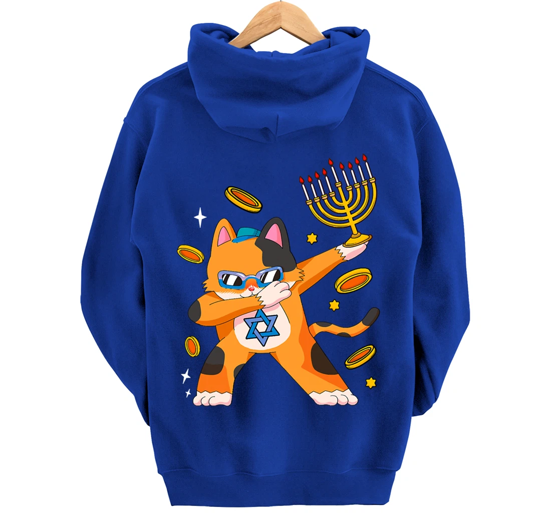 Funny Hanukkah Dabbing Cat Chrismukkah Xmas Pajamas Sweater Pullover Hoodie