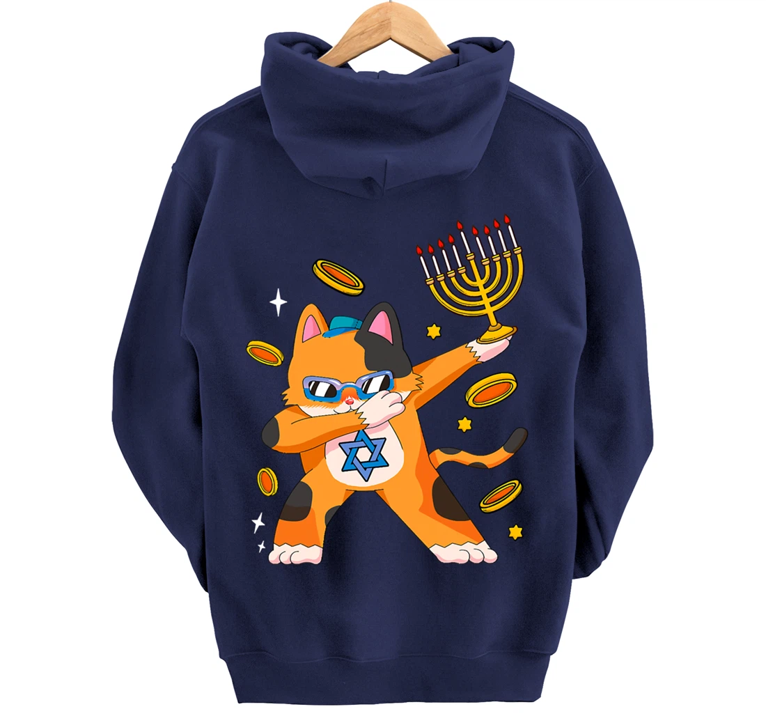 Funny Hanukkah Dabbing Cat Chrismukkah Xmas Pajamas Sweater Pullover Hoodie