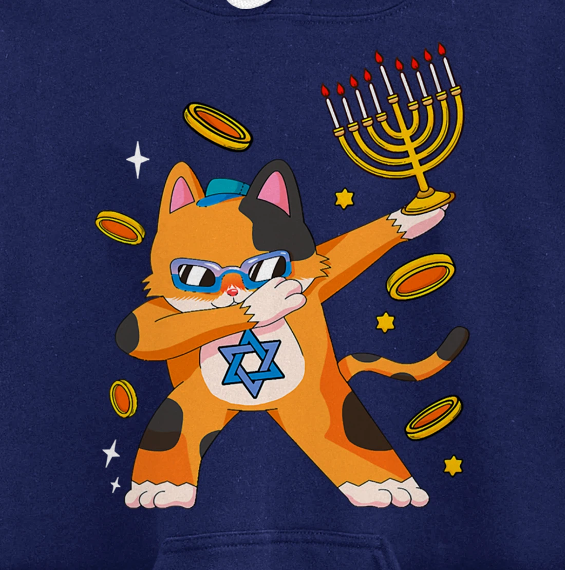 Funny Hanukkah Dabbing Cat Chrismukkah Xmas Pajamas Sweater Pullover Hoodie