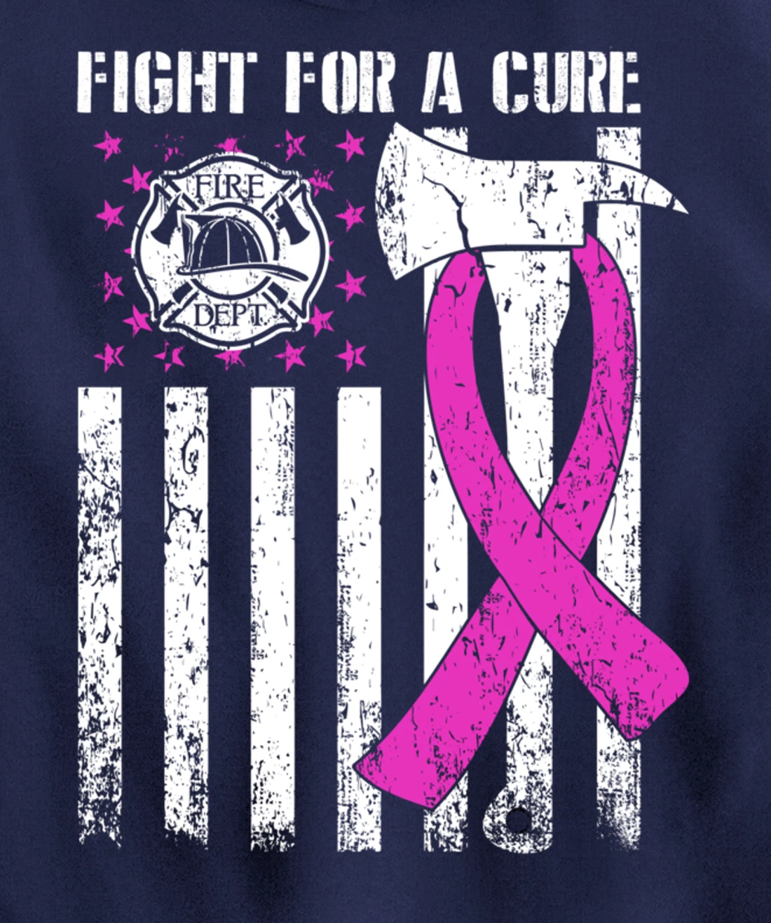 Fight For A Cure US Flag Firefighter Breast Cancer 2021 Pullover Hoodie