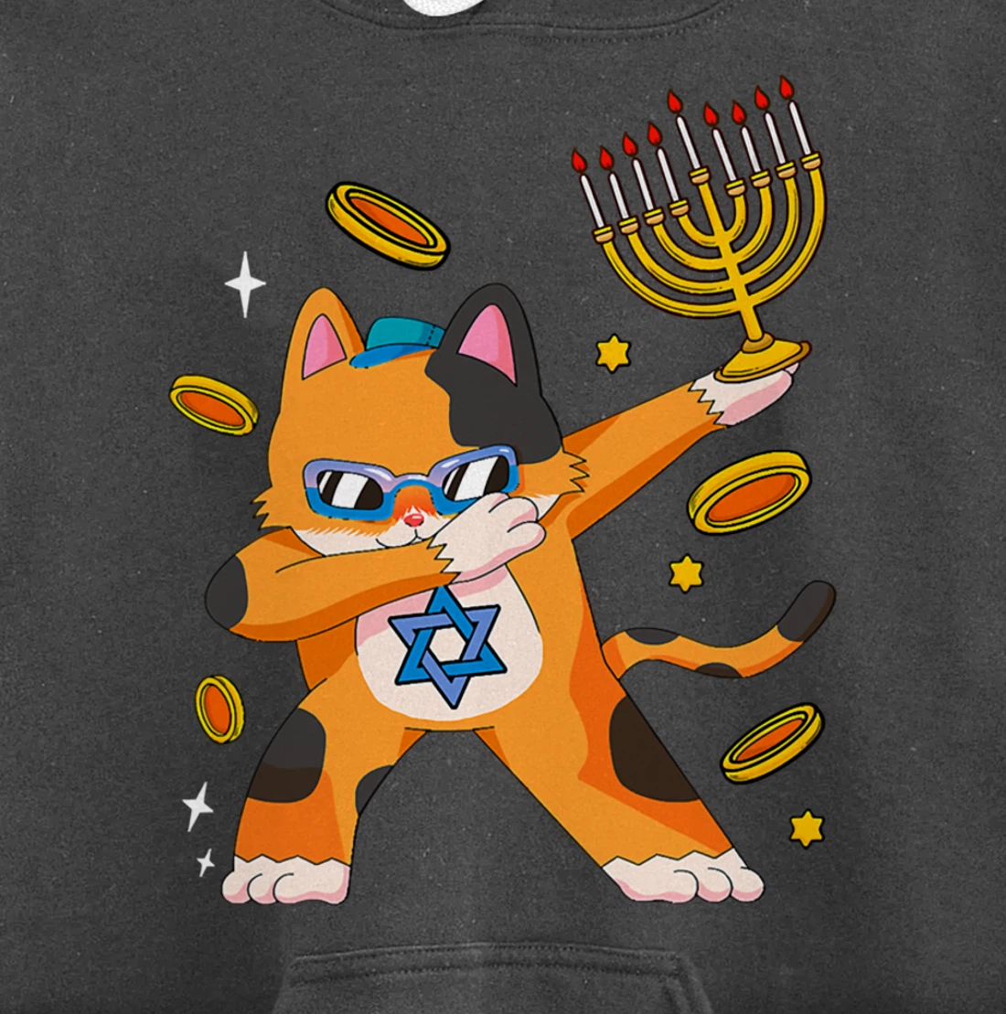 Funny Hanukkah Dabbing Cat Chrismukkah Xmas Pajamas Sweater Pullover Hoodie