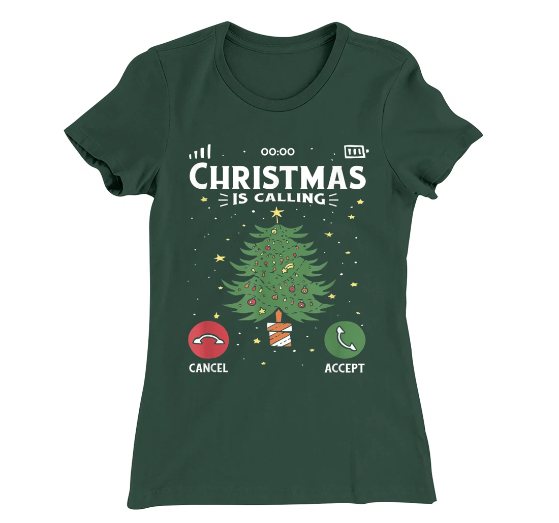 Funny Christmas Is Calling Cancel Accept Tree T-Shirt, Kid T-Shirt and Women T-Shirt
