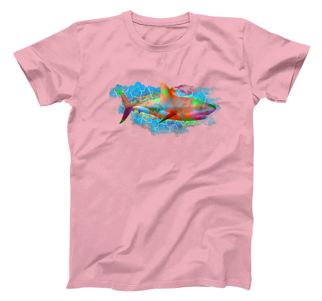 Cute Ocean Life Watercolor Great White Shark T-Shirt, Women T-Shirt