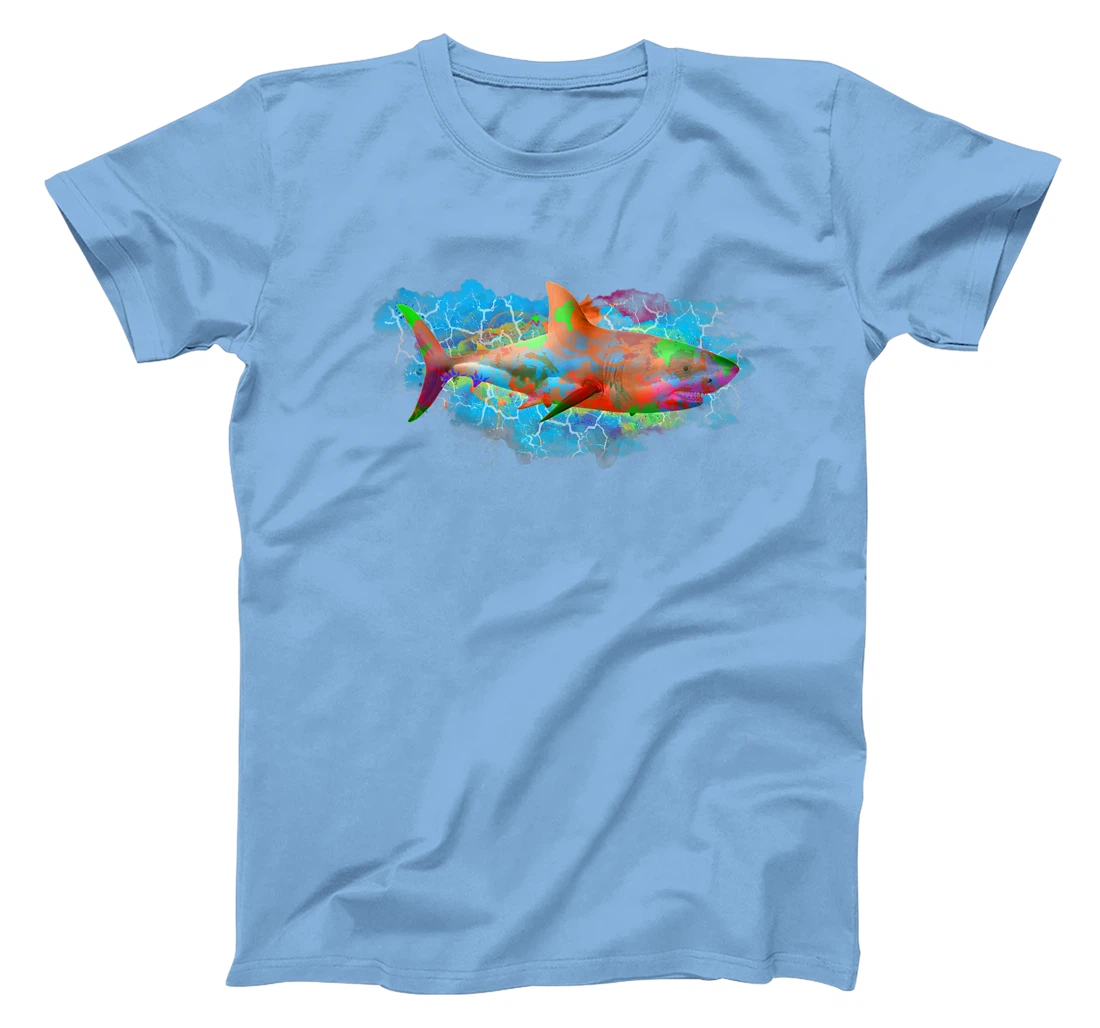 Cute Ocean Life Watercolor Great White Shark T-Shirt, Women T-Shirt