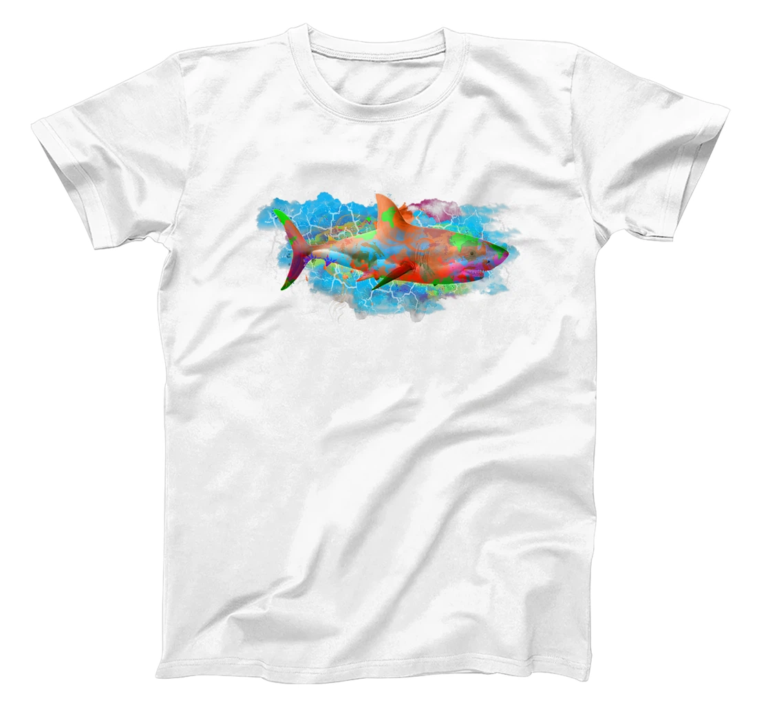 Cute Ocean Life Watercolor Great White Shark T-Shirt, Women T-Shirt