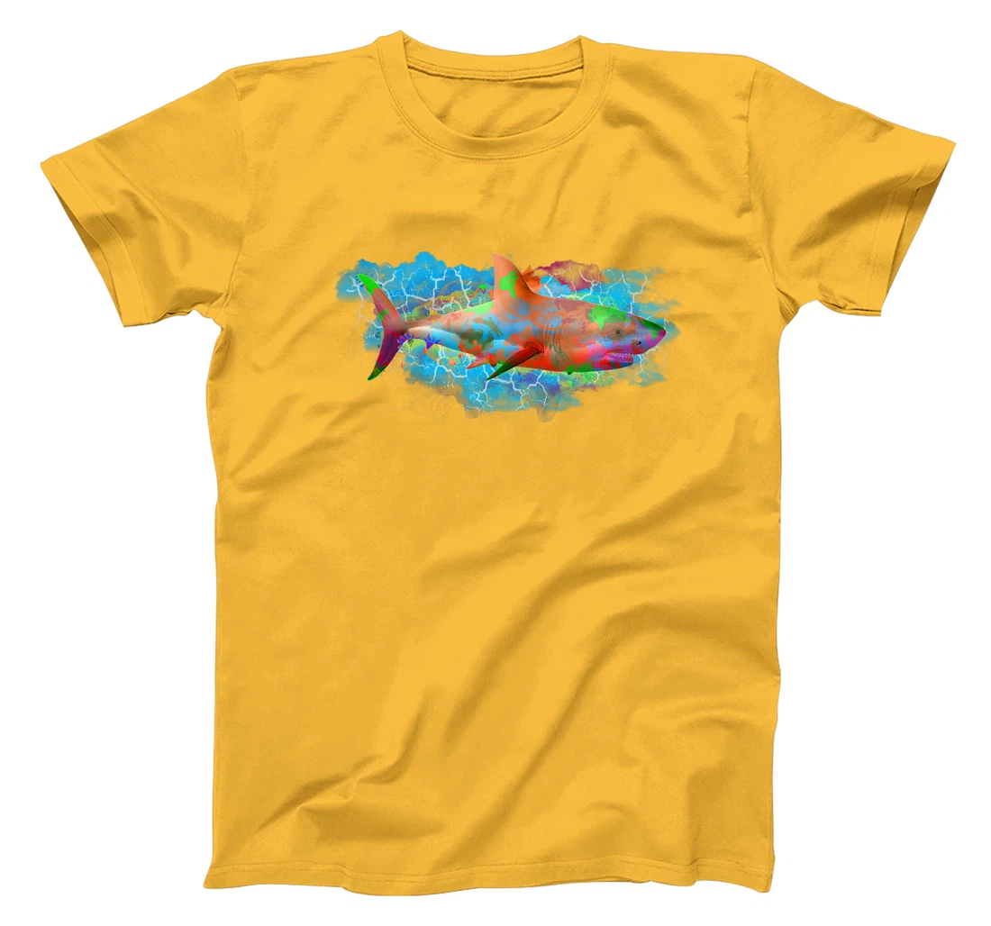 Cute Ocean Life Watercolor Great White Shark T-Shirt, Women T-Shirt