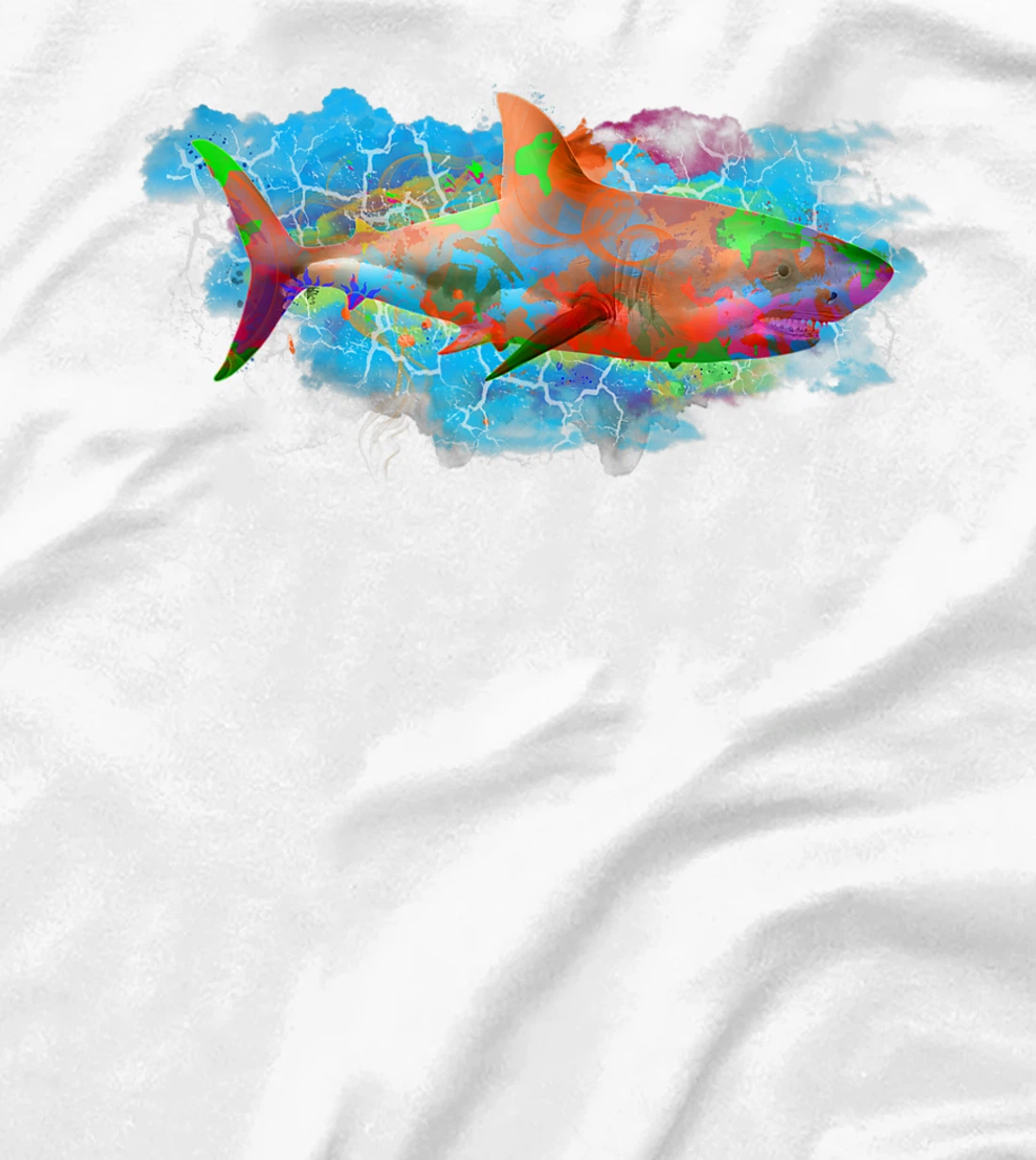 Cute Ocean Life Watercolor Great White Shark T-Shirt, Women T-Shirt