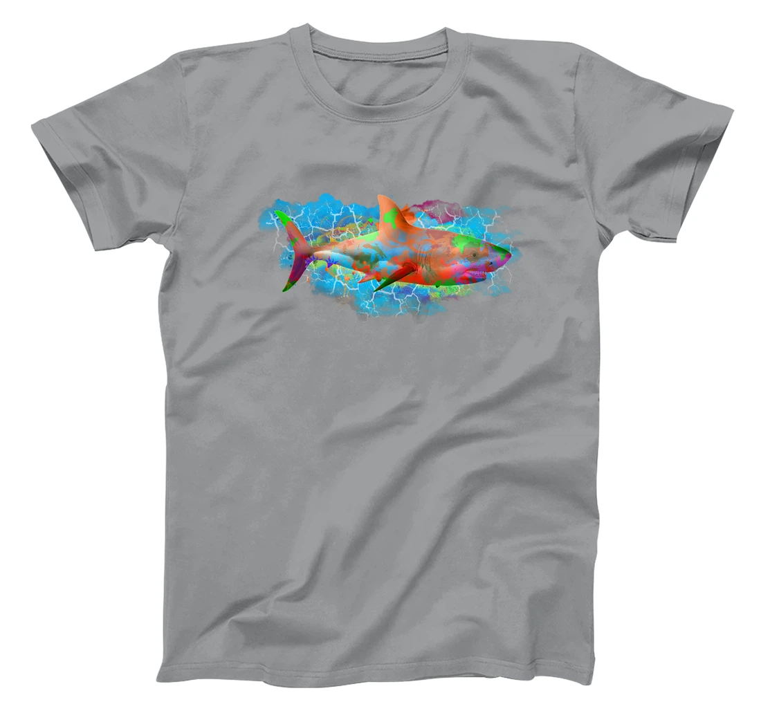 Cute Ocean Life Watercolor Great White Shark T-Shirt, Women T-Shirt