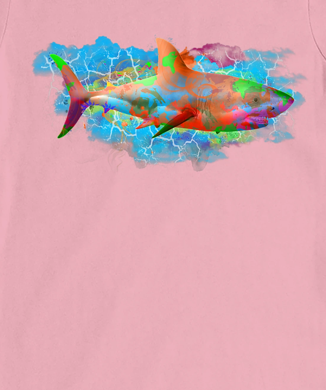 Cute Ocean Life Watercolor Great White Shark T-Shirt, Women T-Shirt