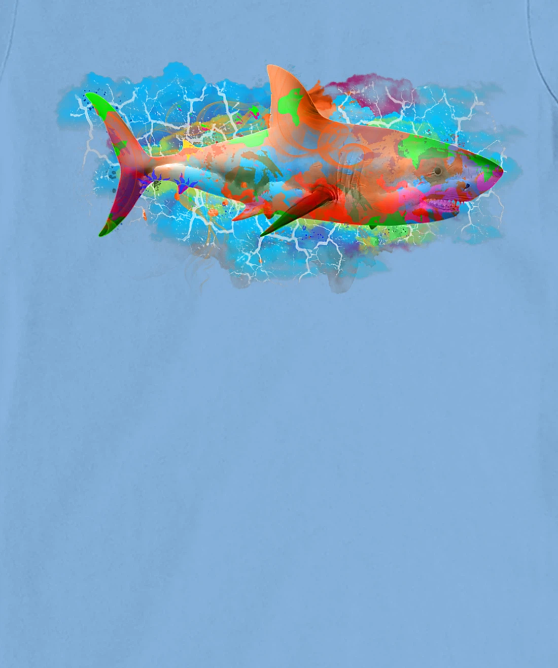 Cute Ocean Life Watercolor Great White Shark T-Shirt, Women T-Shirt