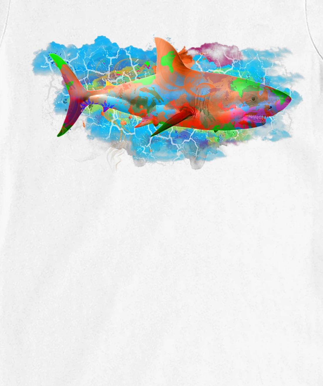 Cute Ocean Life Watercolor Great White Shark T-Shirt, Women T-Shirt