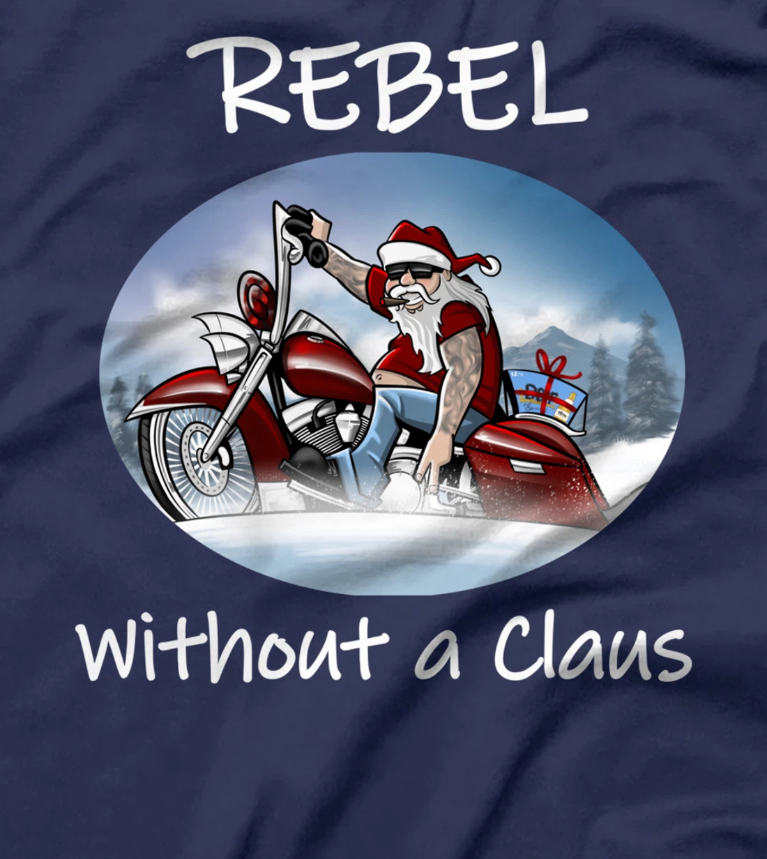 Rebel Without a Clause humorous Christmas Santa (C) T-Shirt