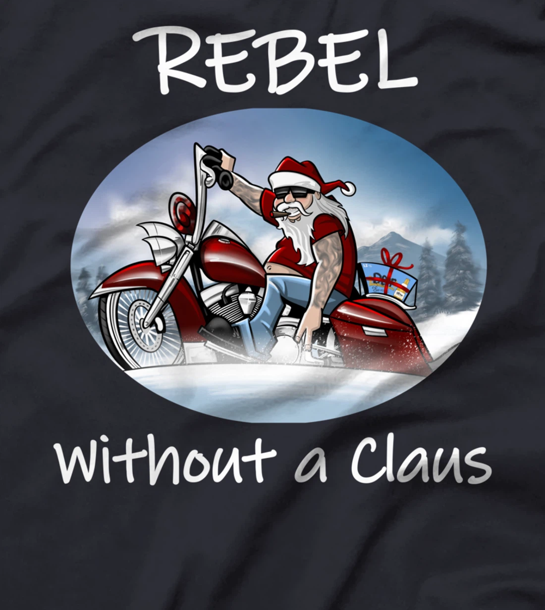 Rebel Without a Clause humorous Christmas Santa (C) T-Shirt