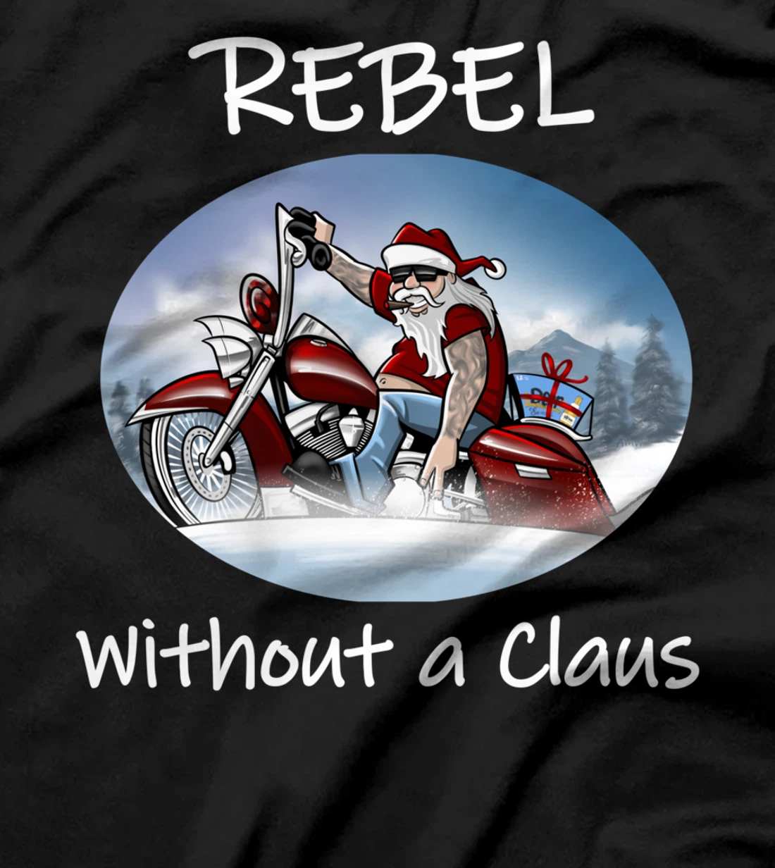Rebel Without a Clause humorous Christmas Santa (C) T-Shirt