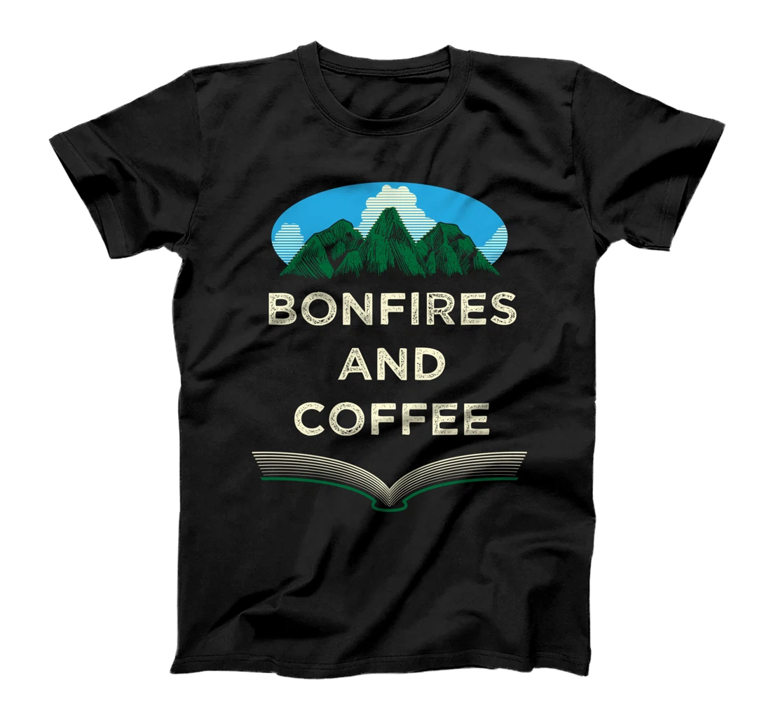 Bonfires and Coffee Camping Coffee Lover Camper Caffeine T-Shirt