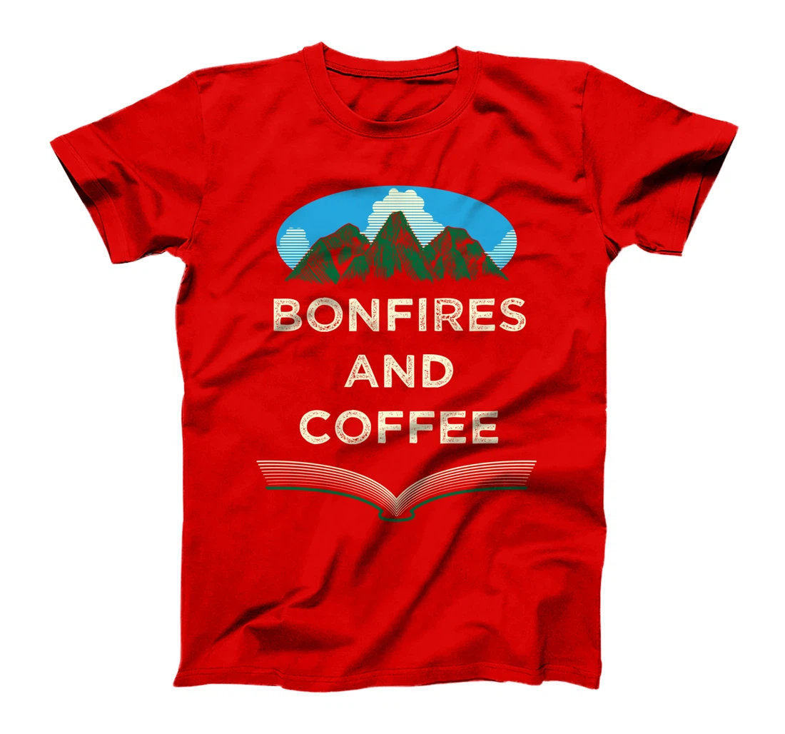 Bonfires and Coffee Camping Coffee Lover Camper Caffeine T-Shirt