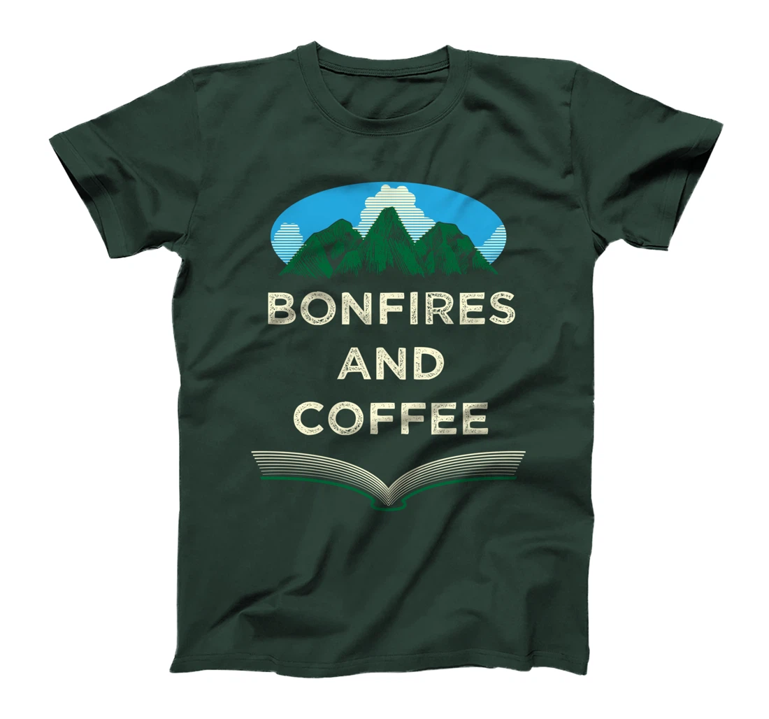 Bonfires and Coffee Camping Coffee Lover Camper Caffeine T-Shirt