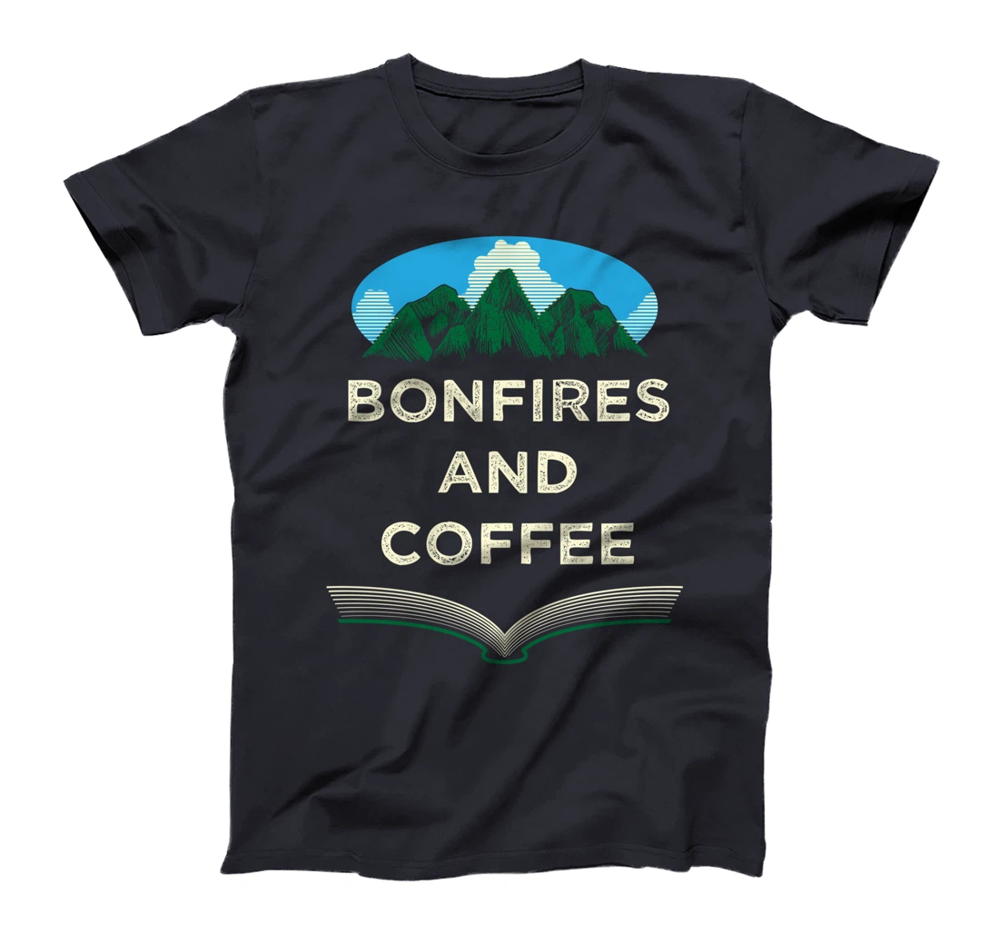 Bonfires and Coffee Camping Coffee Lover Camper Caffeine T-Shirt