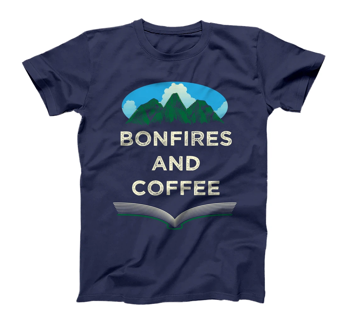 Bonfires and Coffee Camping Coffee Lover Camper Caffeine T-Shirt