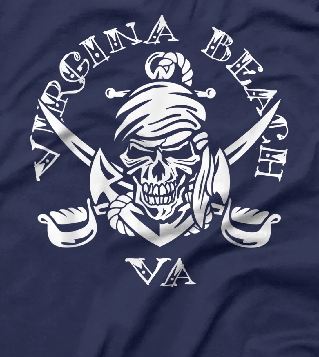 Virginia Beach VA Pirate Skull and Crossed Swords Design T-Shirt, Kid T-Shirt and Women T-Shirt