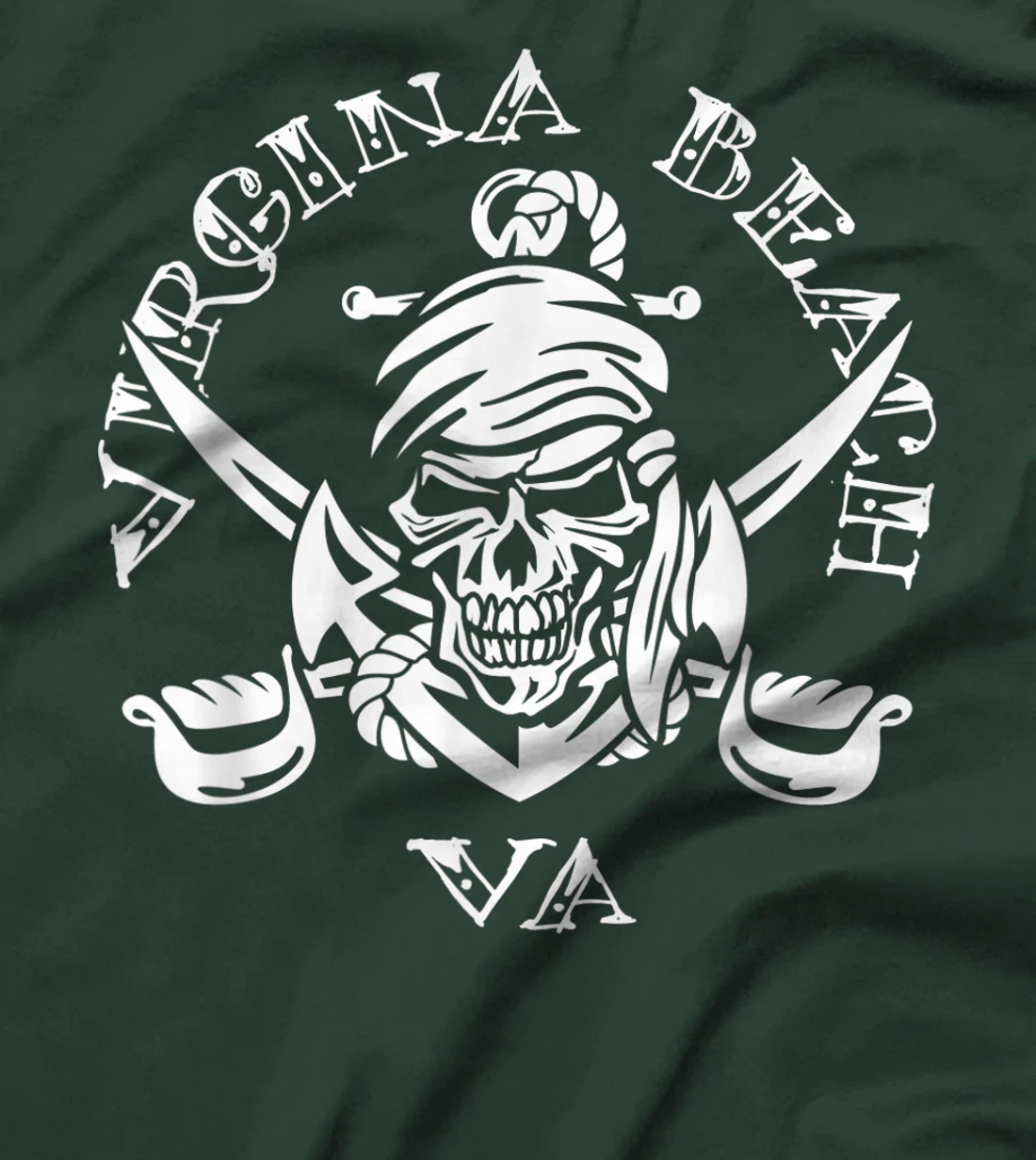 Virginia Beach VA Pirate Skull and Crossed Swords Design T-Shirt, Kid T-Shirt and Women T-Shirt