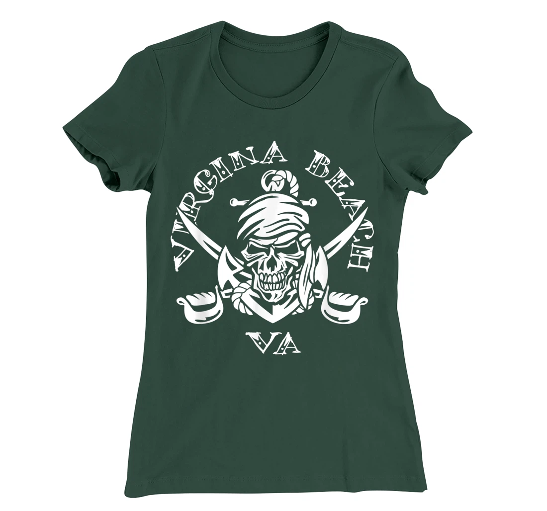 Virginia Beach VA Pirate Skull and Crossed Swords Design T-Shirt, Kid T-Shirt and Women T-Shirt