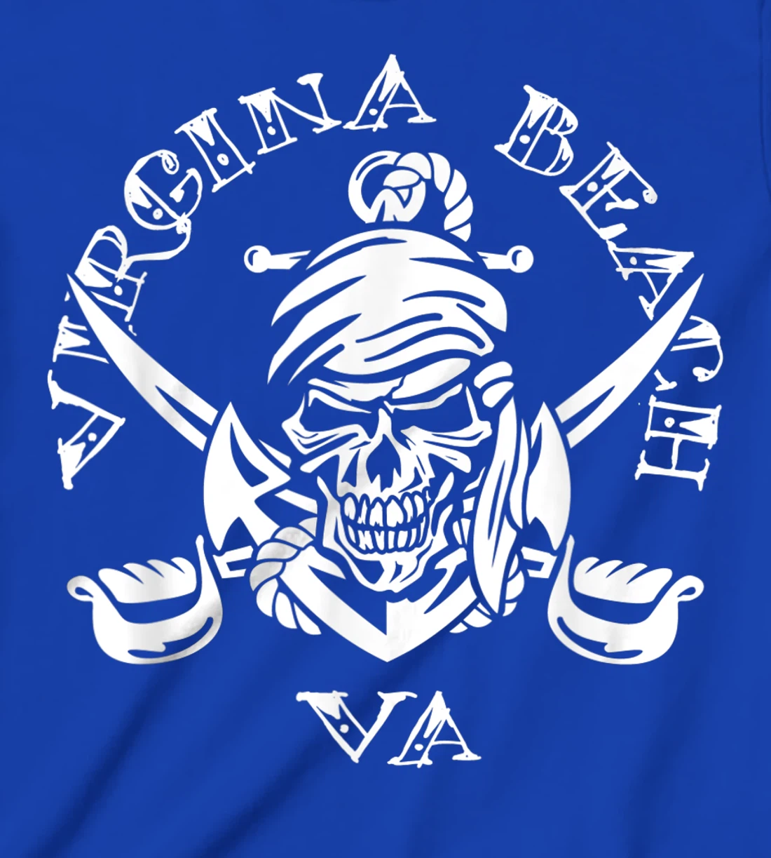 Virginia Beach VA Pirate Skull and Crossed Swords Design T-Shirt, Kid T-Shirt and Women T-Shirt
