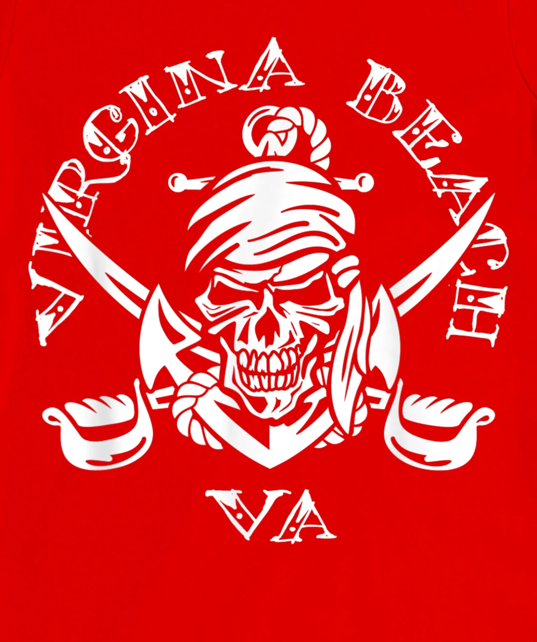 Virginia Beach VA Pirate Skull and Crossed Swords Design T-Shirt, Kid T-Shirt and Women T-Shirt