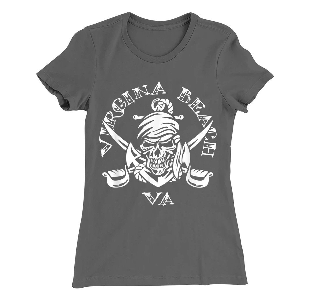 Virginia Beach VA Pirate Skull and Crossed Swords Design T-Shirt, Kid T-Shirt and Women T-Shirt