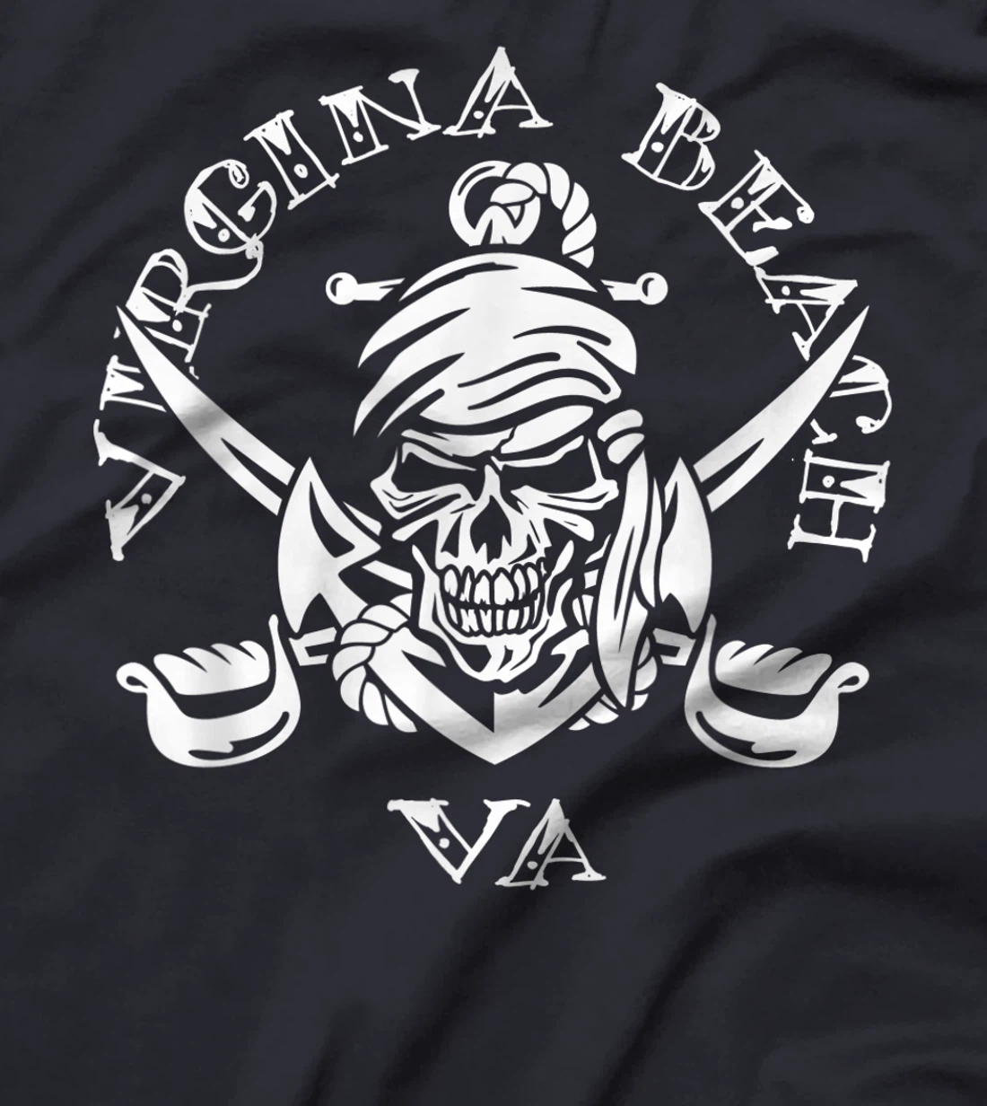 Virginia Beach VA Pirate Skull and Crossed Swords Design T-Shirt, Kid T-Shirt and Women T-Shirt