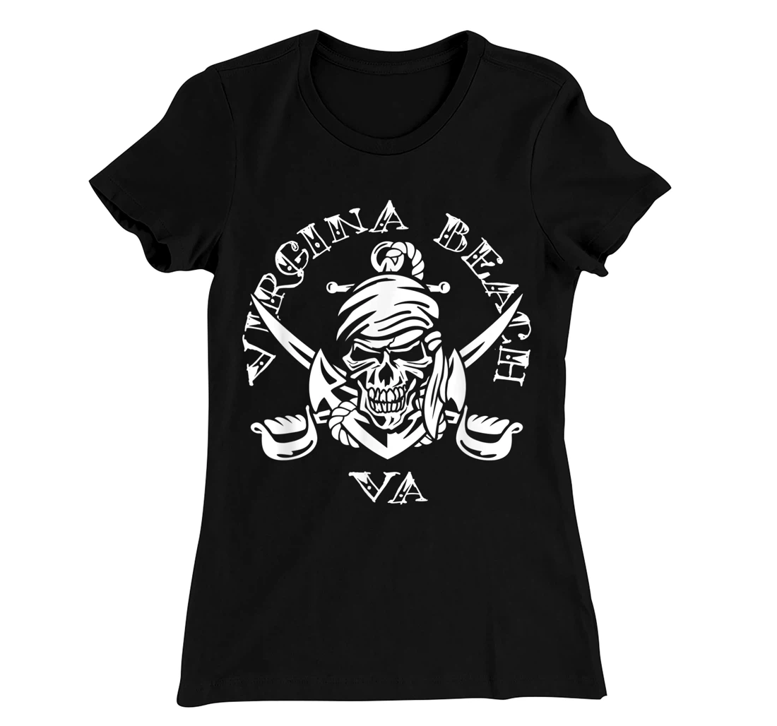 Virginia Beach VA Pirate Skull and Crossed Swords Design T-Shirt, Kid T-Shirt and Women T-Shirt